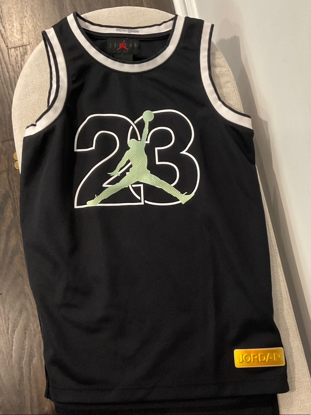 Jordan Black Tank Top with Light Green Jumpman 23 Graphic